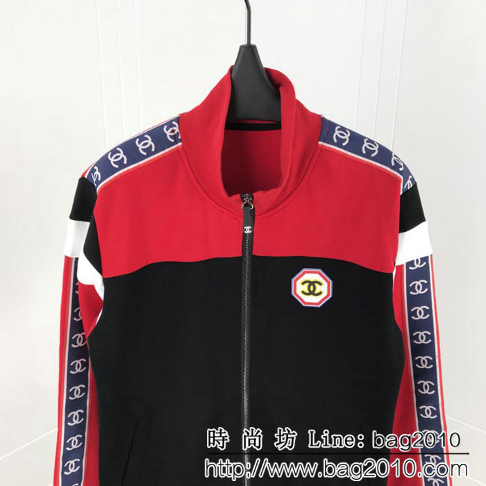 CHANEL香奈兒 小香中古系列 vintage ins超火拼色袖 串標飾帶 休閒運動套裝 情侶款 ydi1117